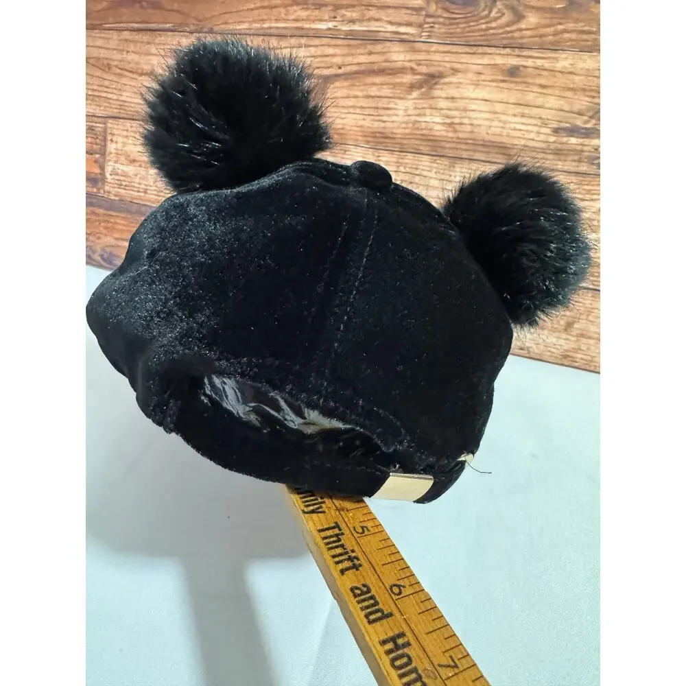 Guess Los Angeles Women's Mickey Mouse Black Velour Puffs Hat